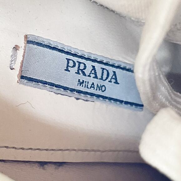 Prada Beige Buffalo Neoprene Lace Up Chelsea 110mm Heeled Ankle Boot Talco IT 36 - Picture 13 of 15